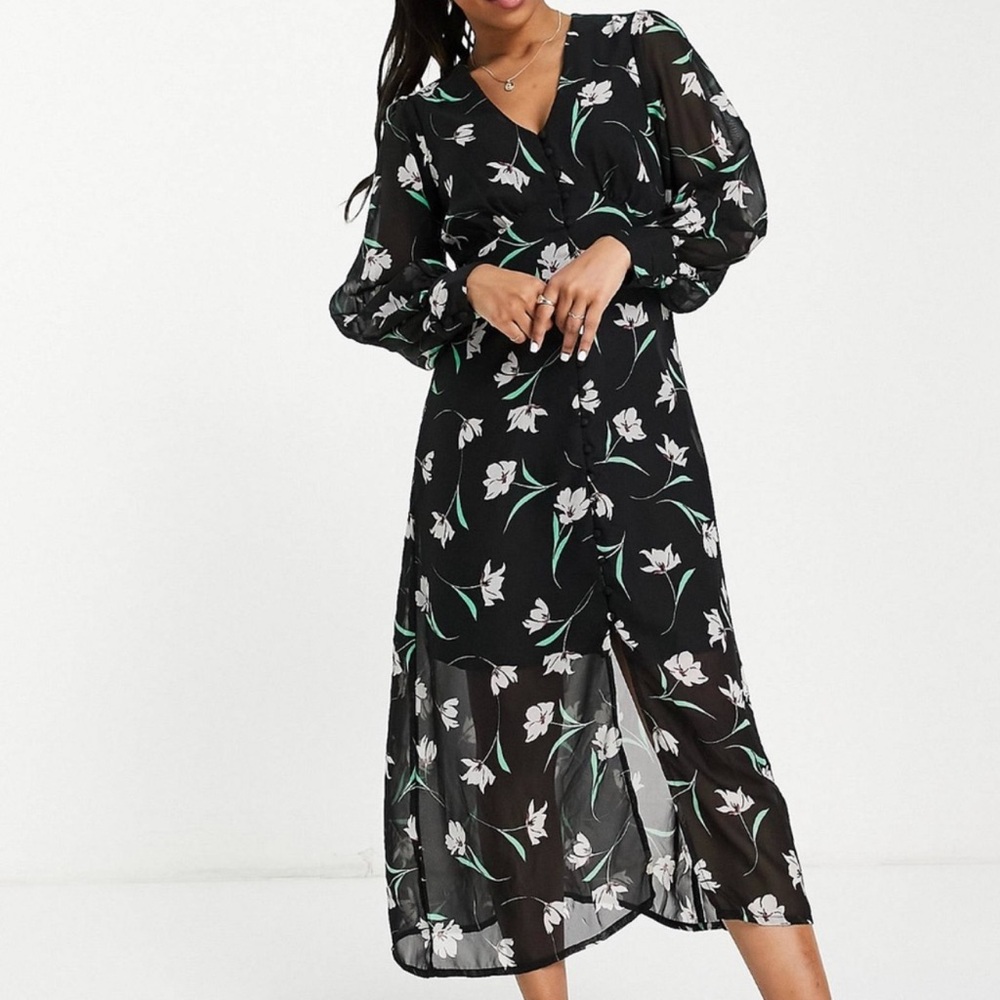 Floral Black Dress
